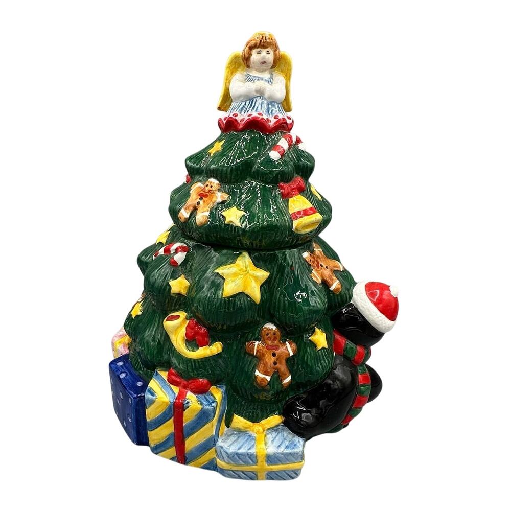 Vintage Christmas Tree Cookie Jar Ceramic 12"